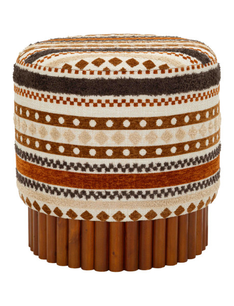 Pouf rond motif ethnique 40x40x40 cm Mombasa Mauro Ferretti - 1