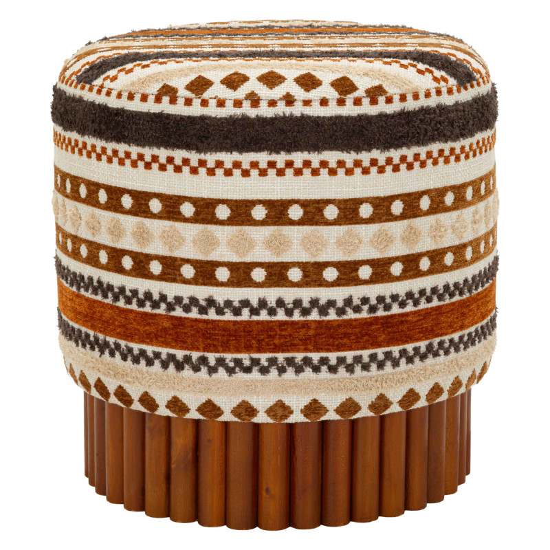 Pouf rond motif ethnique 40x40x40 cm Mombasa Mauro Ferretti - 1