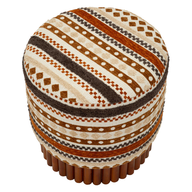 Pouf rond motif ethnique 40x40x40 cm Mombasa Mauro Ferretti - 3