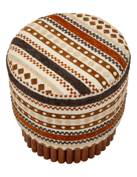 Pouf rond motif ethnique 40x40x40 cm Mombasa Mauro Ferretti - 3