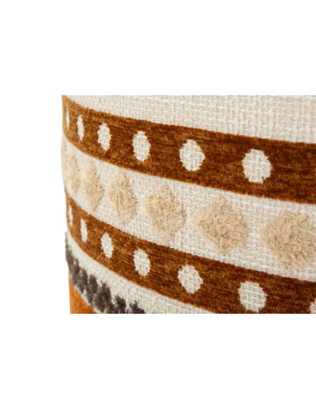 Pouf rond motif ethnique 40x40x40 cm Mombasa Mauro Ferretti - 5