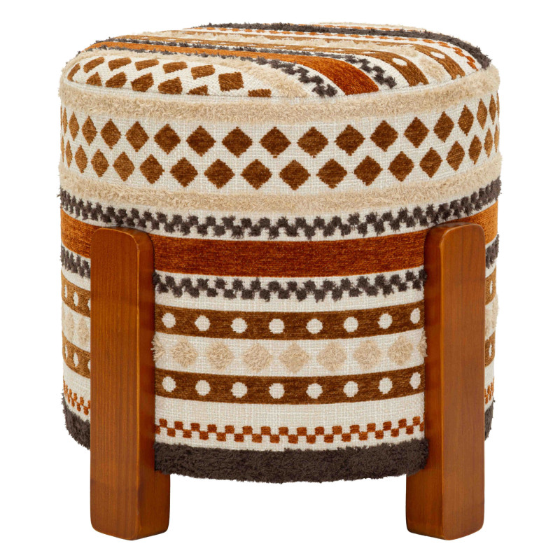 Pouf rond motif ethnique 42x42x40 cm Mombasa Mauro Ferretti - 3