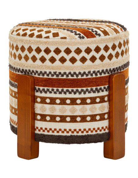 Pouf rond motif ethnique 42x42x40 cm Mombasa Mauro Ferretti - 3