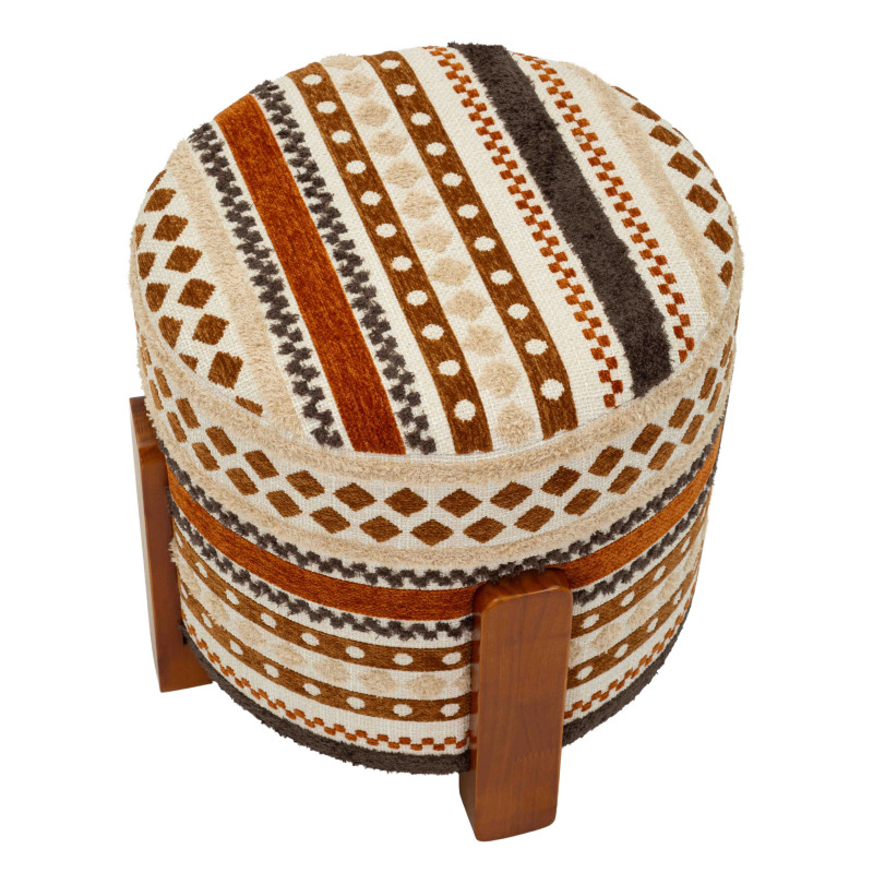 Pouf rond motif ethnique 42x42x40 cm Mombasa Mauro Ferretti - 4