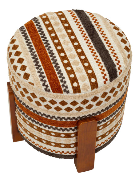 Pouf rond motif ethnique 42x42x40 cm Mombasa Mauro Ferretti - 4