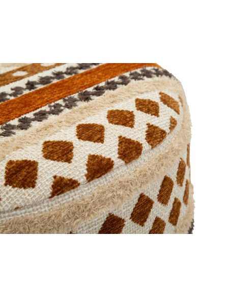 Pouf rond motif ethnique 42x42x40 cm Mombasa Mauro Ferretti - 5