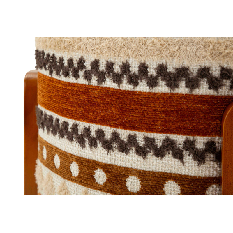 Pouf rond motif ethnique 42x42x40 cm Mombasa Mauro Ferretti - 7