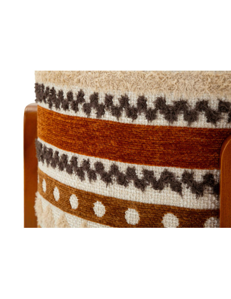 Pouf rond motif ethnique 42x42x40 cm Mombasa Mauro Ferretti - 7