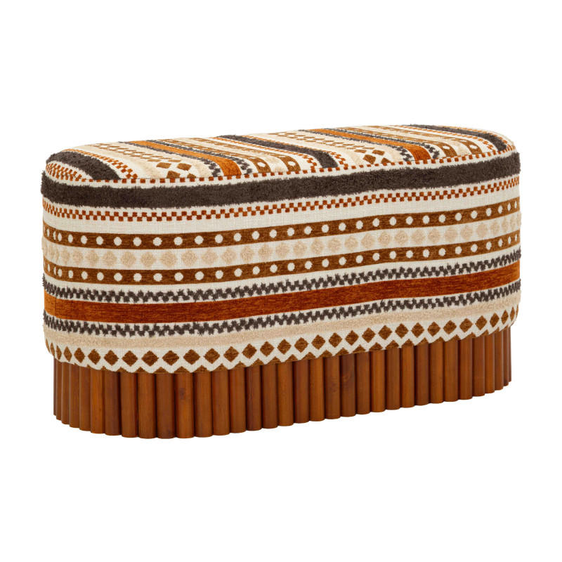 Banquette bout de lit motif ethnique 82x40x40 cm Mombasa Mauro Ferretti - 1