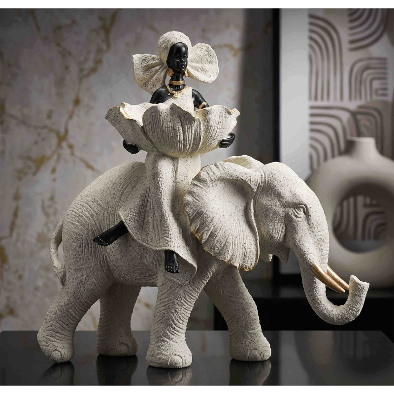 Statue éléphant femme savane 29 cm Gilded Savannah Mauro Ferretti - 2