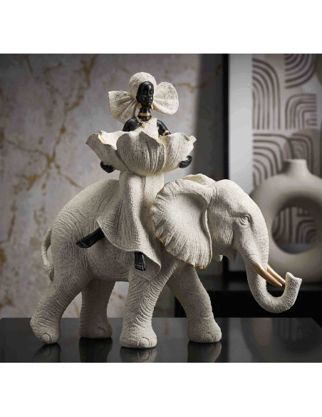 Statue éléphant femme savane 29 cm Gilded Savannah Mauro Ferretti - 2