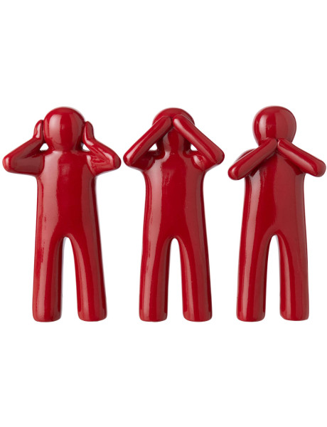 Lot de 3 statuettes rouges laquées en polyrésine 30 cm P'tit Maurice J-Line - 1