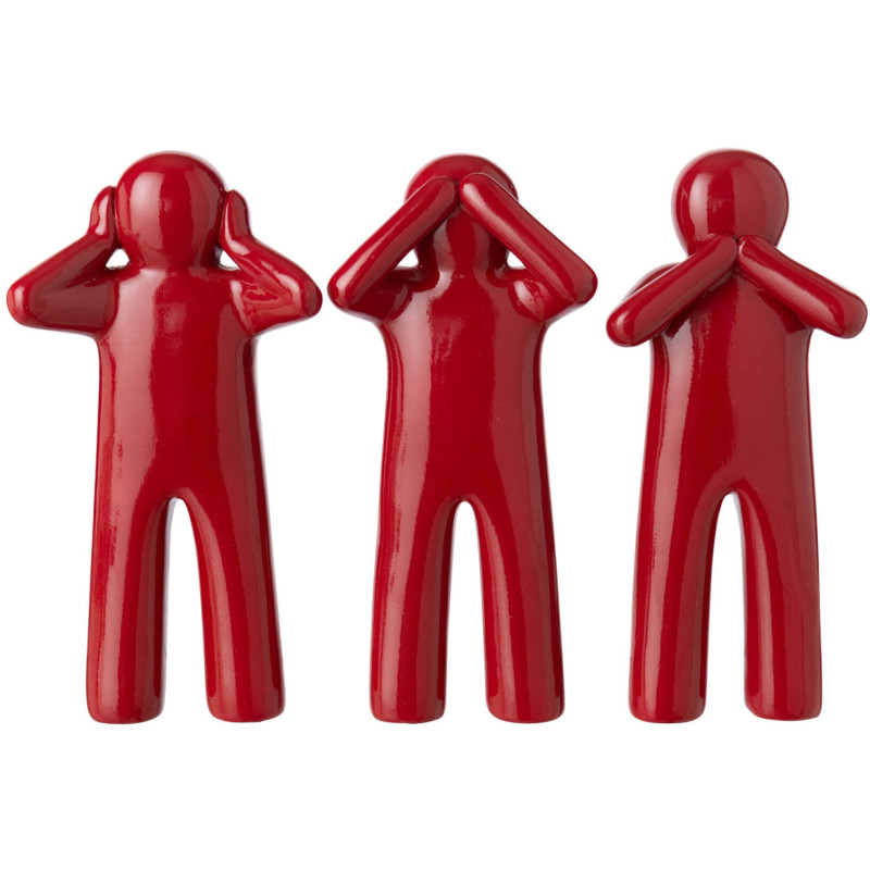 Lot de 3 statuettes rouges laquées en polyrésine 30 cm P'tit Maurice J-Line - 1