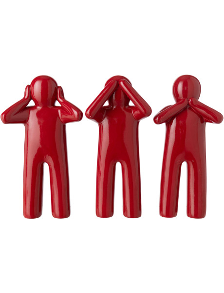 Lot de 3 statuettes rouges laquées en polyrésine 40 cm P'tit Maurice J-Line - 2