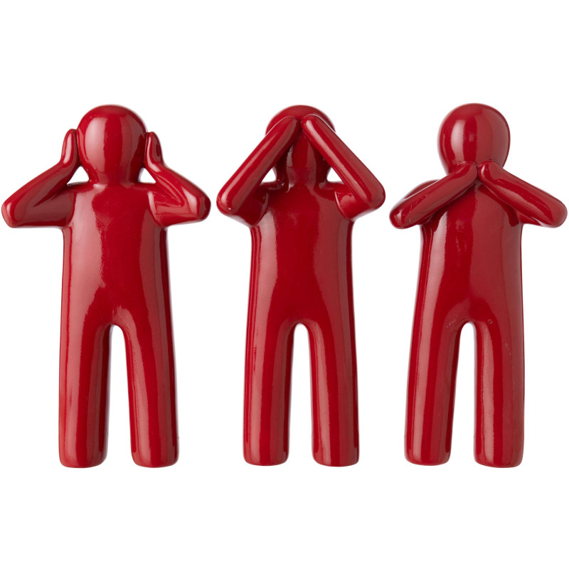 Lot de 3 statuettes rouges laquées en polyrésine 40 cm P'tit Maurice J-Line - 2