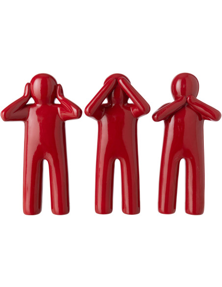 Lot de 3 statuettes rouges laquées en polyrésine 40 cm P'tit Maurice J-Line - 2
