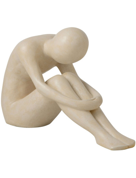 Sculpture homme abstrait assis blanc cassé en polyrésine 60,5x23x38 cm Solyane J-Line - 1