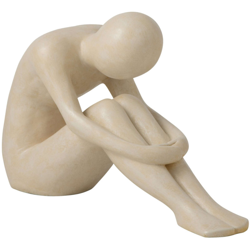 Sculpture homme abstrait assis blanc cassé en polyrésine 60,5x23x38 cm Solyane J-Line - 1