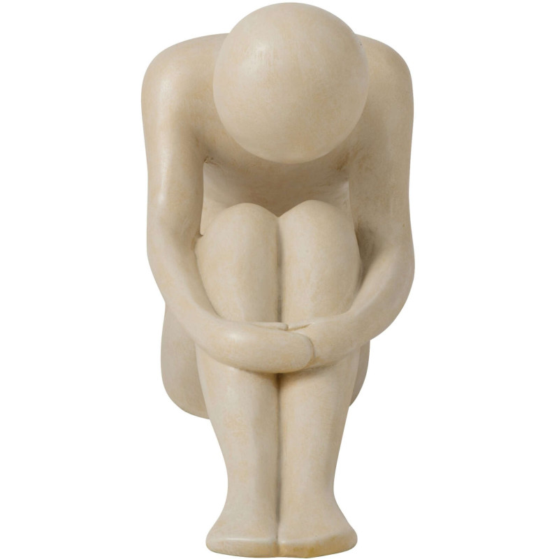 Sculpture homme abstrait assis blanc cassé en polyrésine 60,5x23x38 cm Solyane J-Line - 3