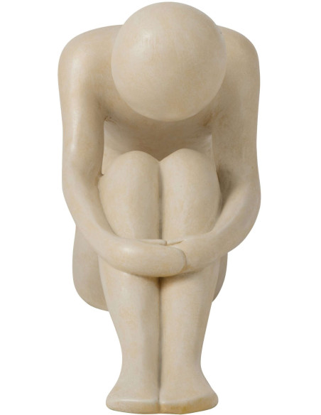 Sculpture homme abstrait assis blanc cassé en polyrésine 60,5x23x38 cm Solyane J-Line - 3