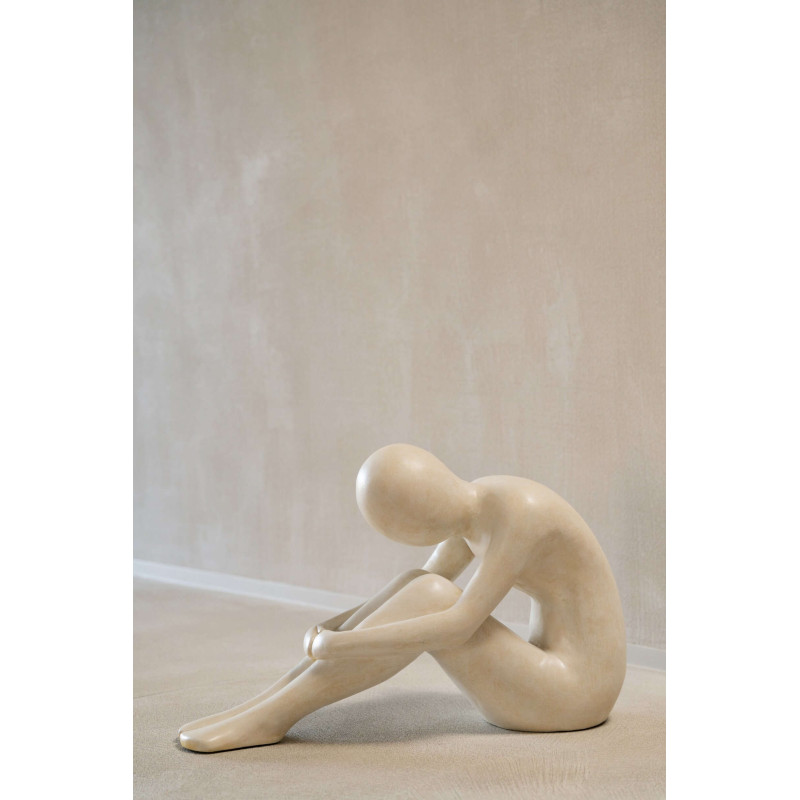 Sculpture homme abstrait assis blanc cassé en polyrésine 60,5x23x38 cm Solyane J-Line - 2