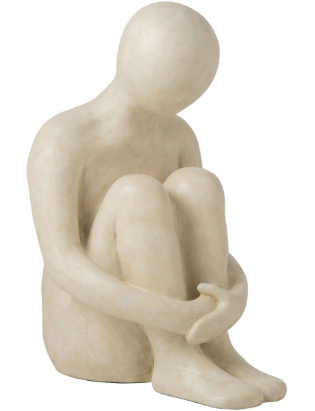 Grande sculpture homme assis blanc cassé 75 cm Solyane J-Line - 1