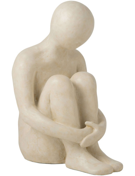 Sculpture homme assis blanc cassé 50 cm Solyane J-Line - 1