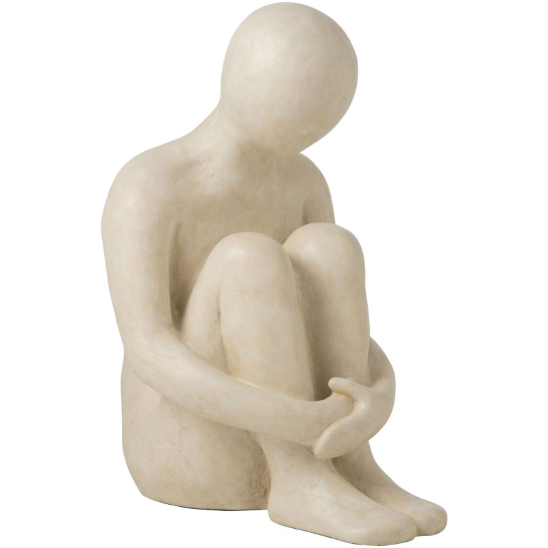 Sculpture homme assis blanc cassé 50 cm Solyane J-Line - 1