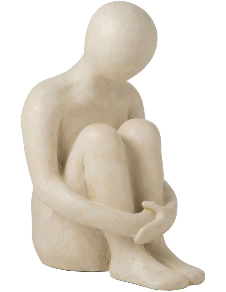 Sculpture homme assis blanc cassé 50 cm Solyane J-Line - 1