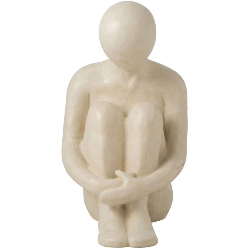 Sculpture homme assis blanc cassé 50 cm Solyane J-Line - 3