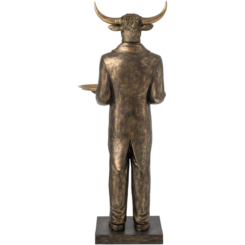 Grande statue taureau serveur avec plateau en polyrésine marron foncé 194 cm Asterion J-Line - 4