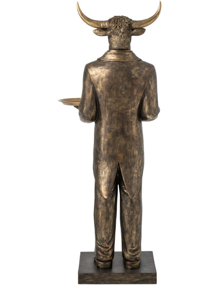 Grande statue taureau serveur avec plateau en polyrésine marron foncé 194 cm Asterion J-Line - 4