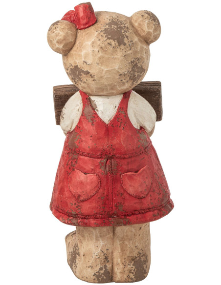 Statue ours Welcome de jardin en magnésium rouge 65 cm Tannheim J-Line - 2