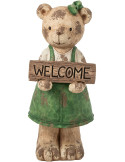 Grande statue ours Welcome de jardin vert 83 cm Tannheim