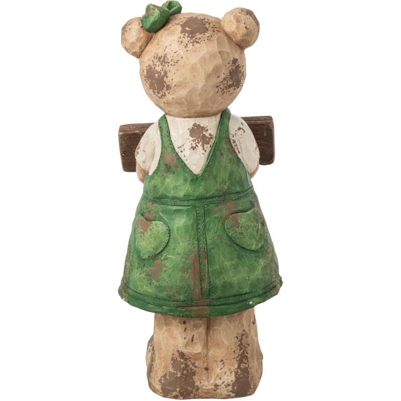 Grande statue ours Welcome de jardin vert 83 cm Tannheim J-Line - 2