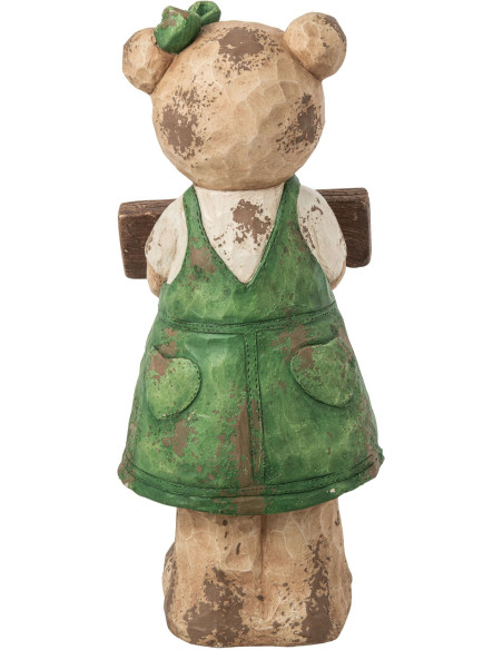 Grande statue ours Welcome de jardin vert 83 cm Tannheim J-Line - 2