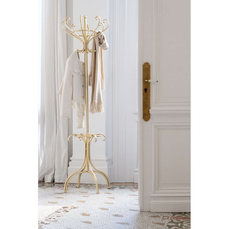 Porte-manteau sur pied métal doré 38x38x199 cm Aurevian J-Line - 2