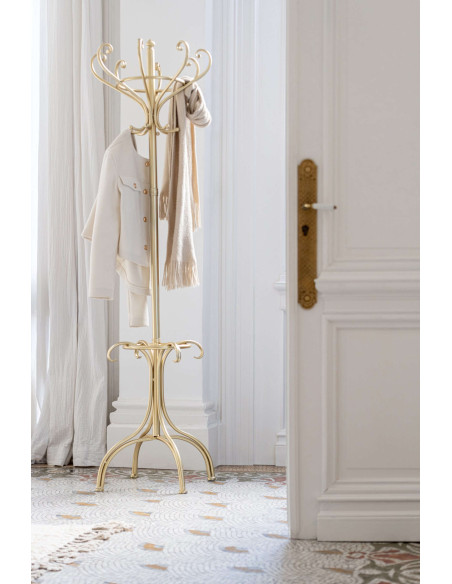 Porte-manteau sur pied métal doré 38x38x199 cm Aurevian J-Line - 2