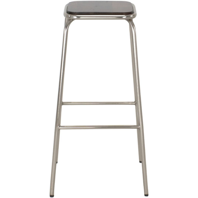 Tabouret de bar métal chromé et bois foncé 77 cm Trévico  - 2