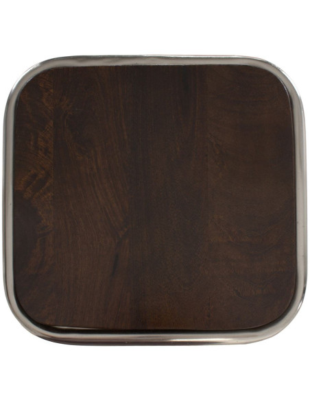 Tabouret de bar métal chromé et bois foncé 77 cm Trévico  - 5