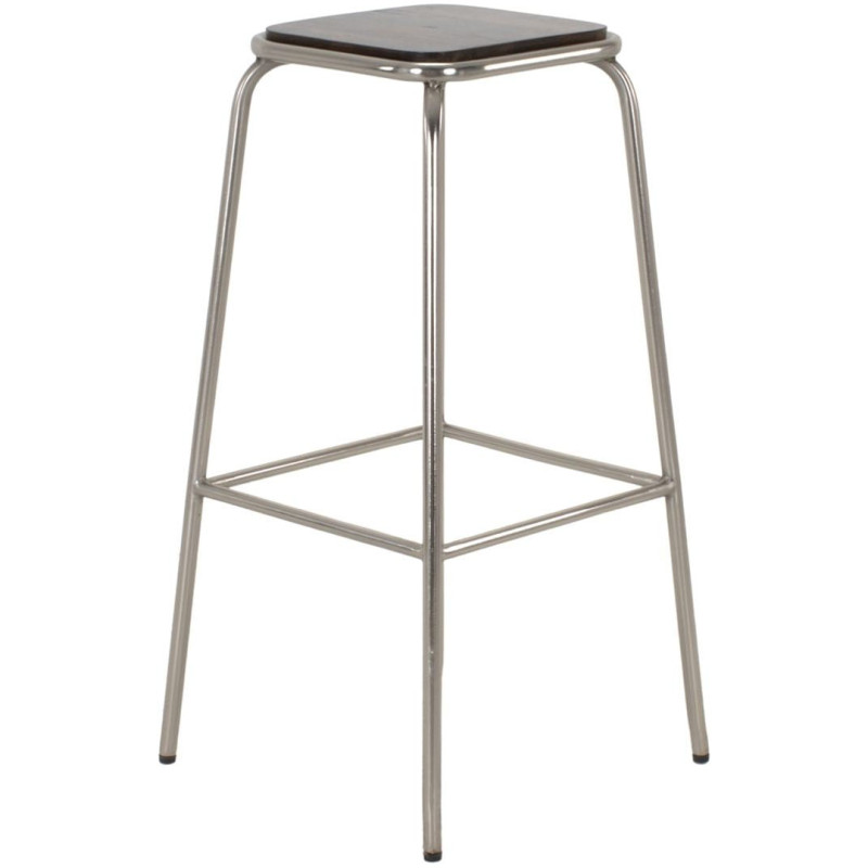 Tabouret de bar métal chromé et bois foncé 77 cm Trévico  - 3