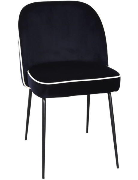 Chaise de salle à manger velours bleu nuit Helsingor  - 1