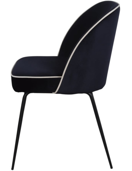 Chaise de salle à manger velours bleu nuit Helsingor  - 3