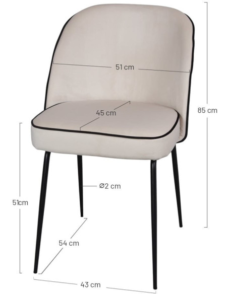 Chaise de salle à manger velours pêche Helsingor  - 6