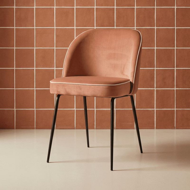 Chaise de salle à manger velours pêche Helsingor  - 2