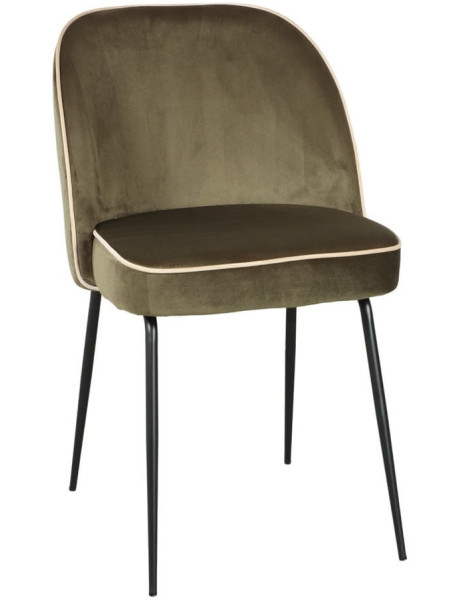 Chaise de salle à manger velours vert olive Helsingor  - 1