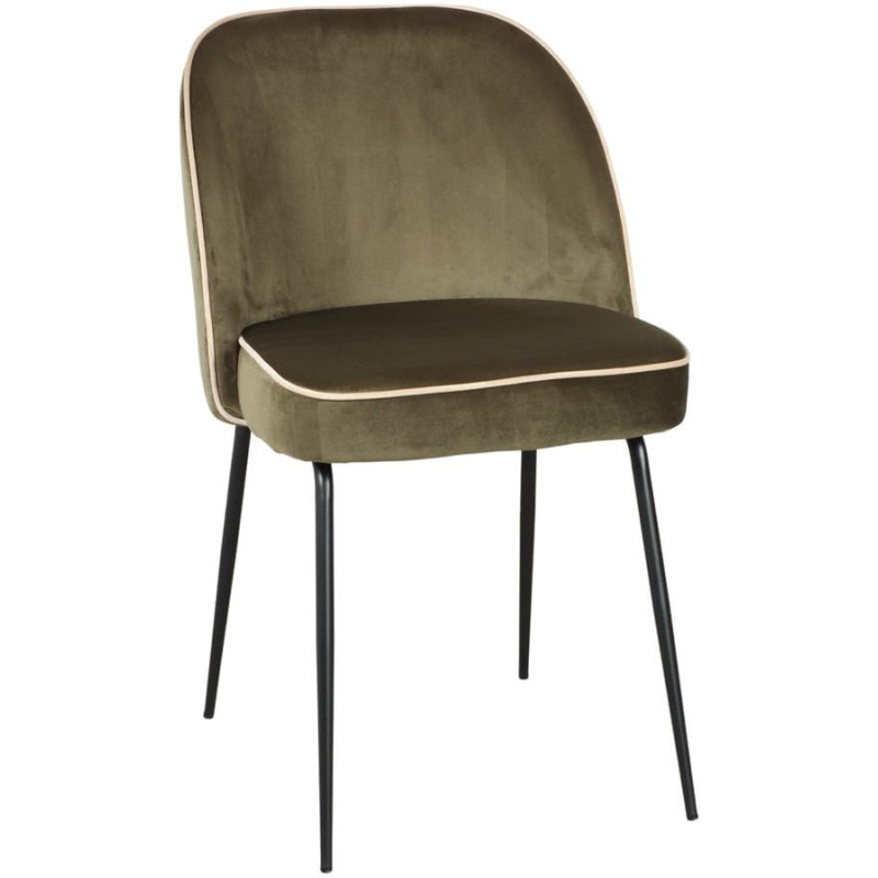 Chaise de salle à manger velours vert olive Helsingor  - 1