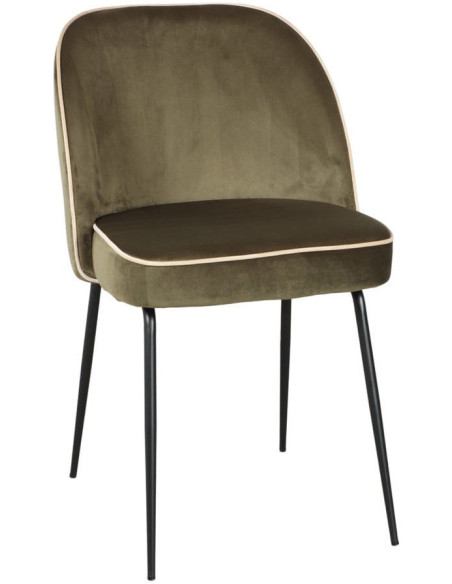 Chaise de salle à manger velours vert olive Helsingor  - 1