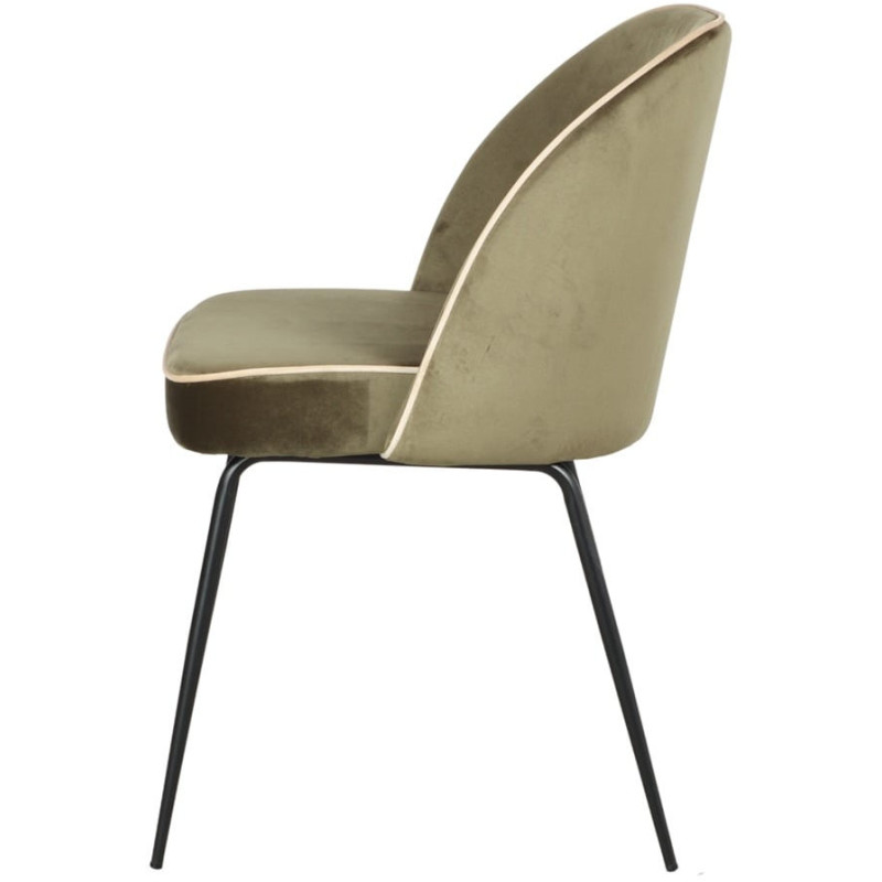 Chaise de salle à manger velours vert olive Helsingor  - 3