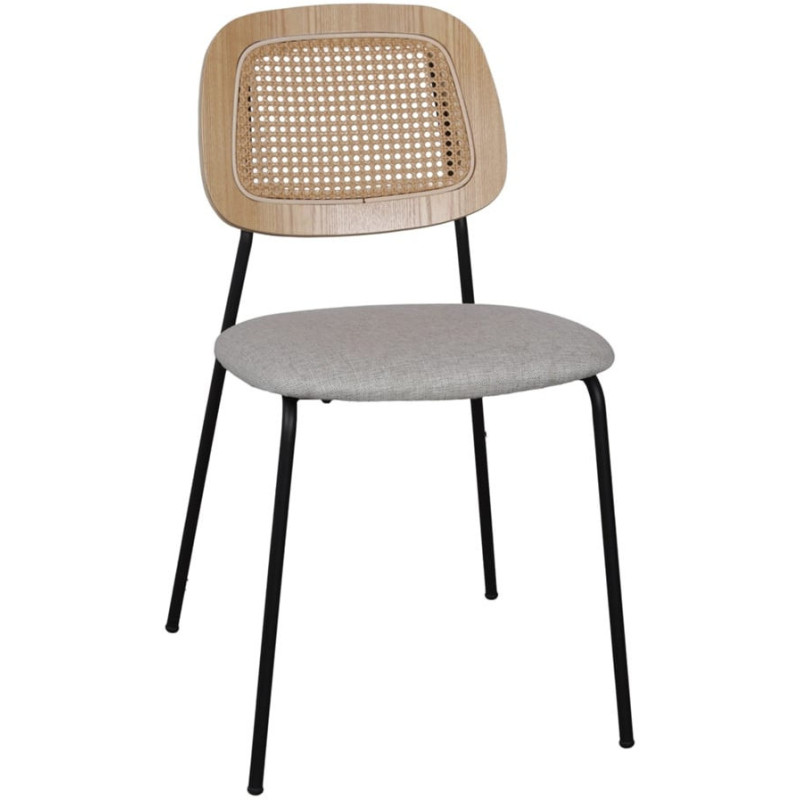 Chaise de salle à manger cannage naturel tissu sable 47x51x82 cm Trosa  - 1